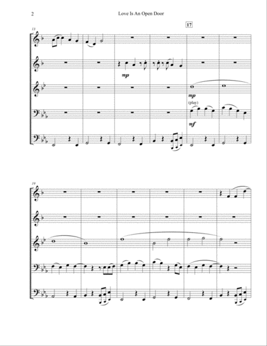 Love Is An Open Door Brass Ensemble scores gallery preview page 3