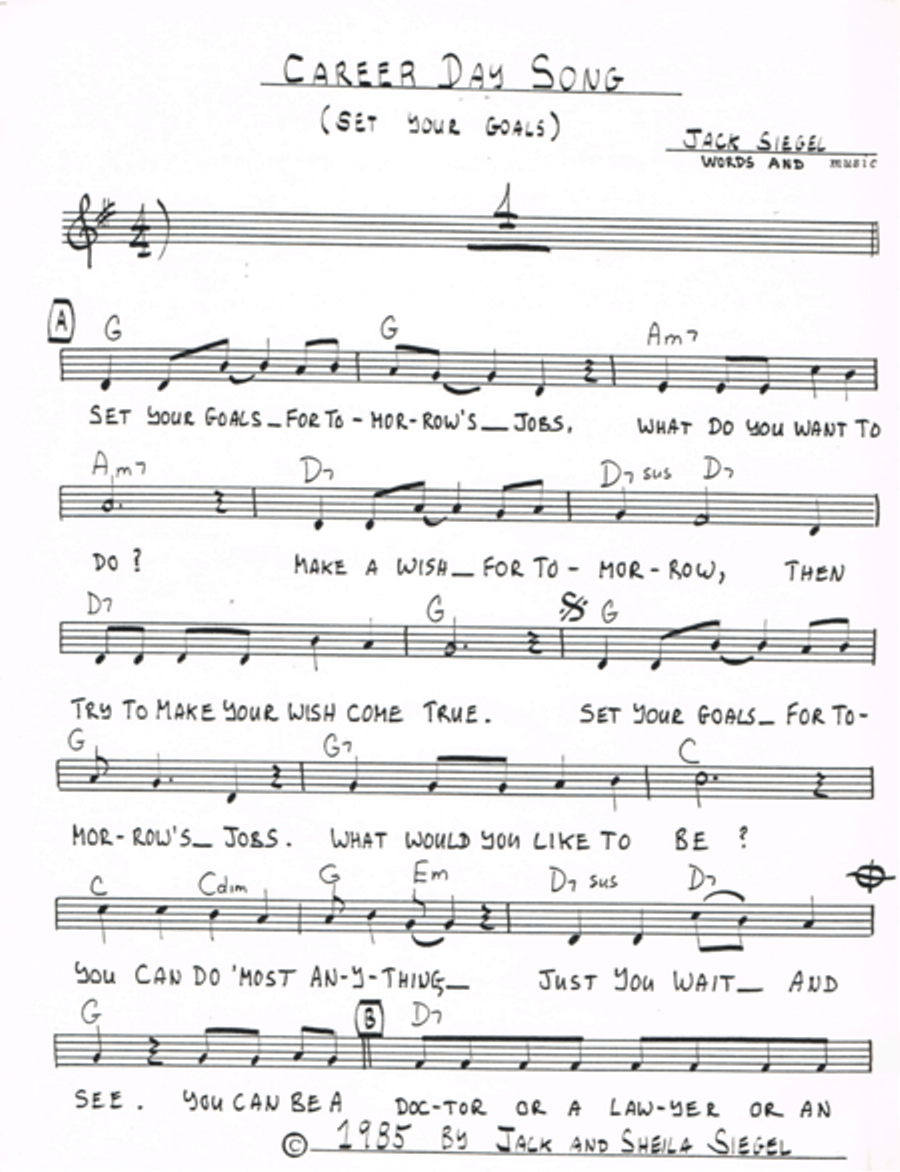 Career Day Song - Set Your Goals Unison Choir scores gallery preview page 1
