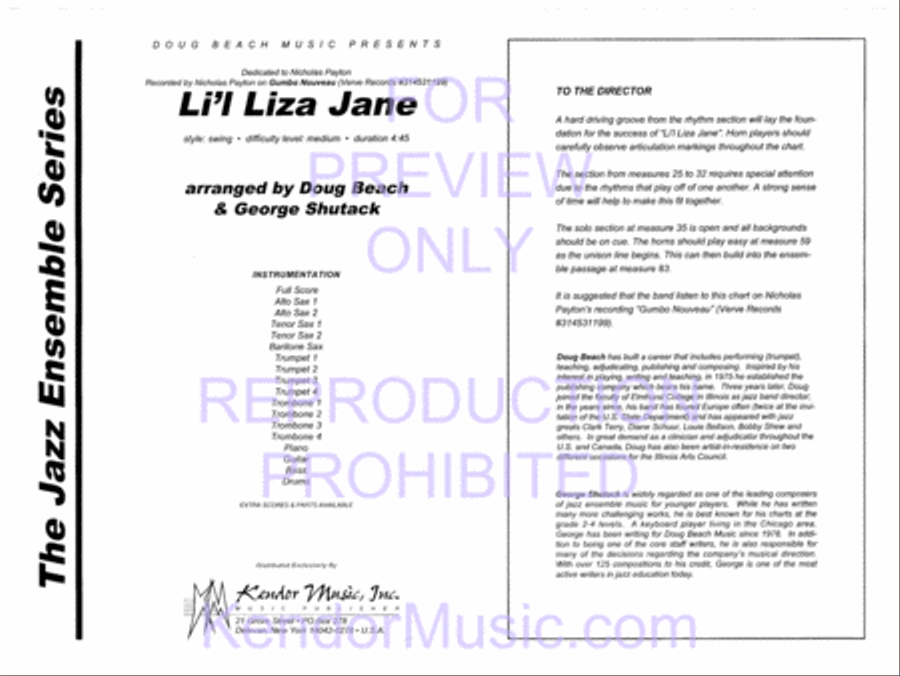Li'l Liza Jane (Full Score) Jazz Ensemble scores gallery preview page 2