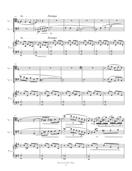 Nocturne Op27 No2 for Cello Duet and Piano image number null