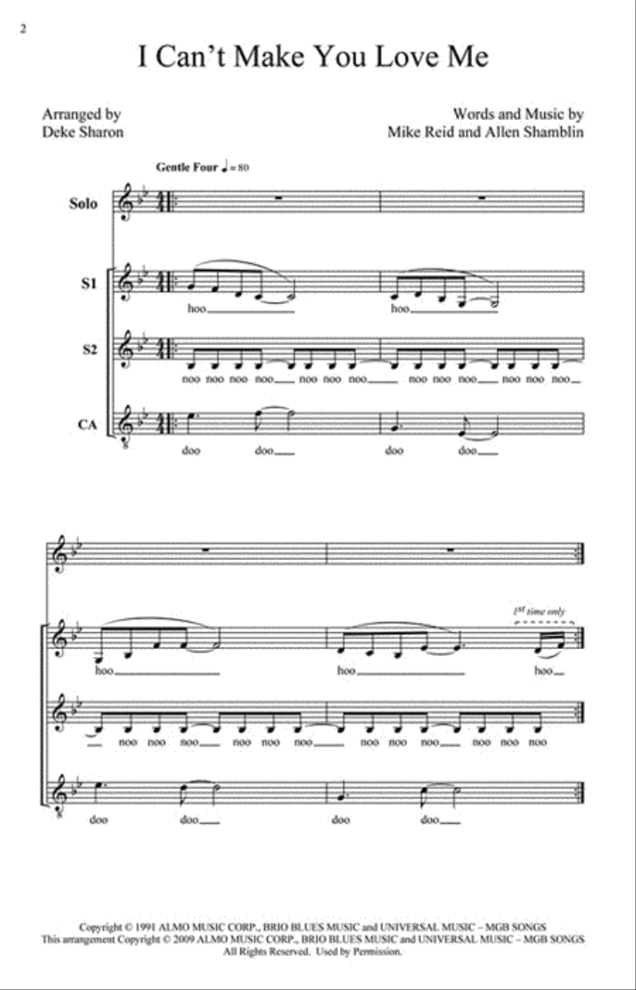 I Can't Make You Love Me SSAA scores gallery preview page 2