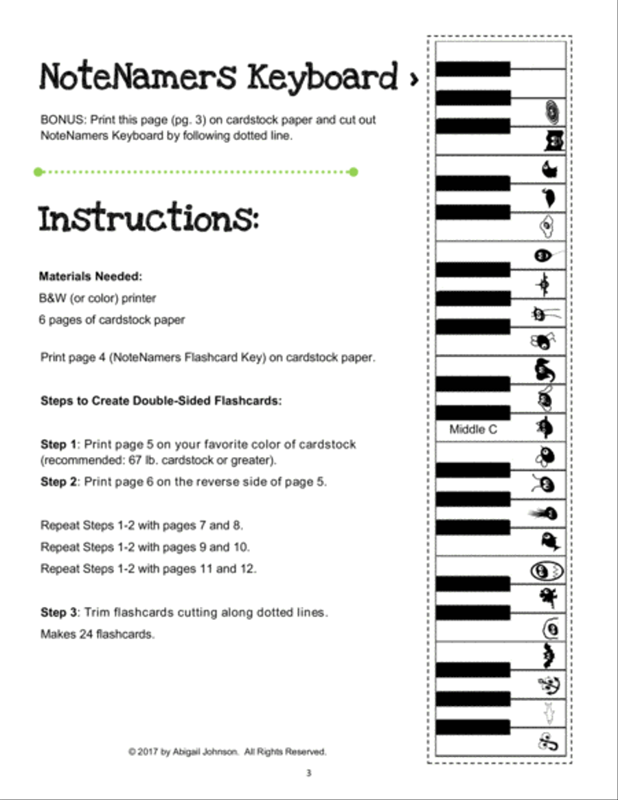 NoteNamers: Memorable Music Flashcards (printable) Piano Method scores gallery preview page 3