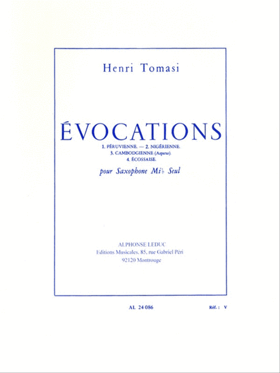 Evocations, For Solo Saxophone