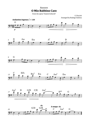 O Mio Babbino Caro - for bassoon solo (with chords)