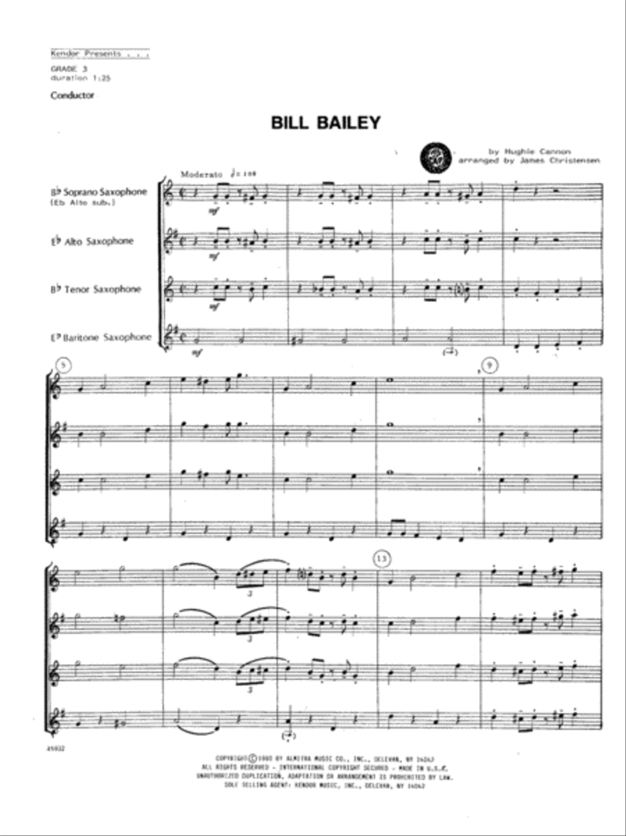 Bill Bailey Bill Bailey Saxophone Quartet scores gallery preview page 2