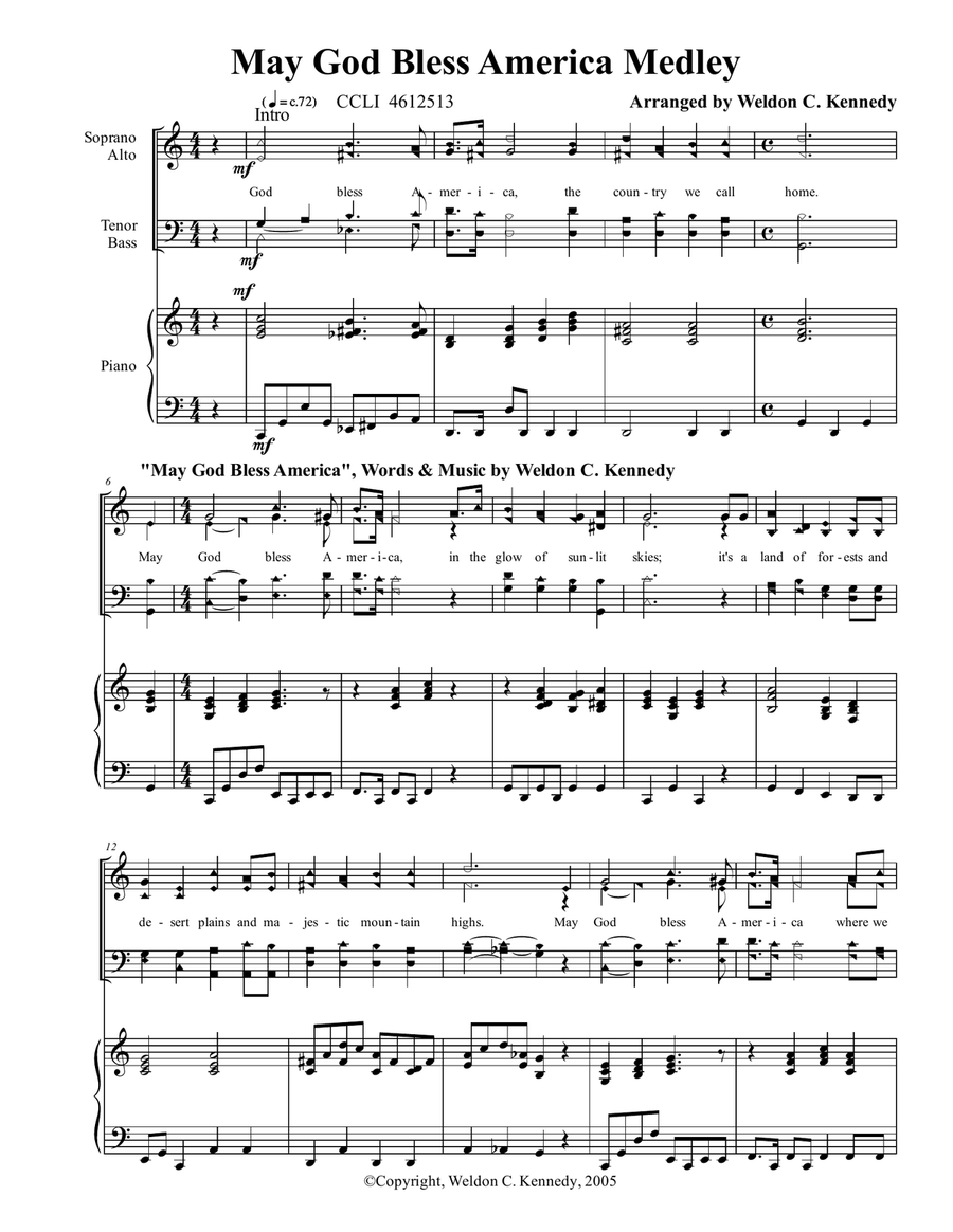 May God Bless America May God Bless America Piano Solo scores gallery preview page 1