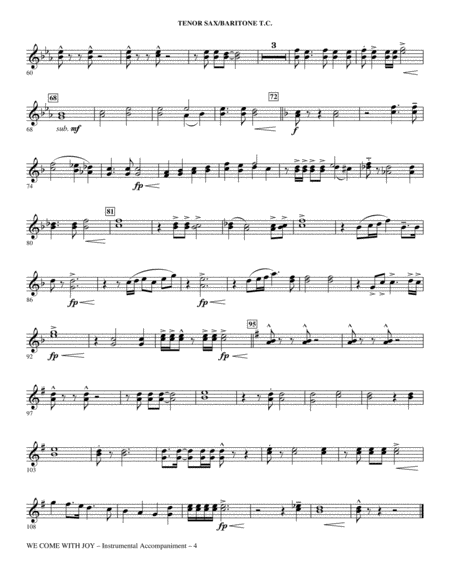 We Come With Joy Orchestration - Bb Tenor Sax/Bar. TC (Trb 1,2)