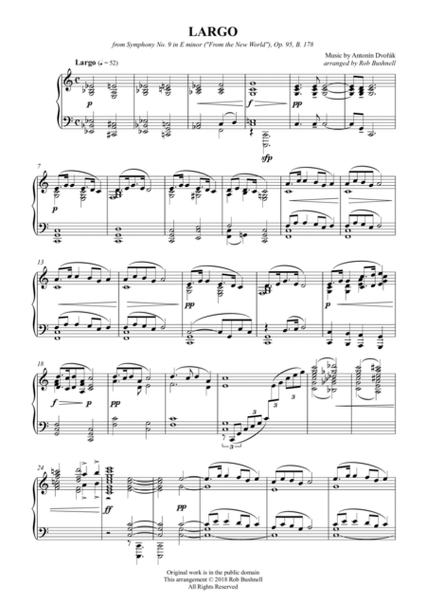 Largo from Symphony No.9 ("From the New World") (Dvorak) - Theme for Solo Piano (Easier Key) image number null
