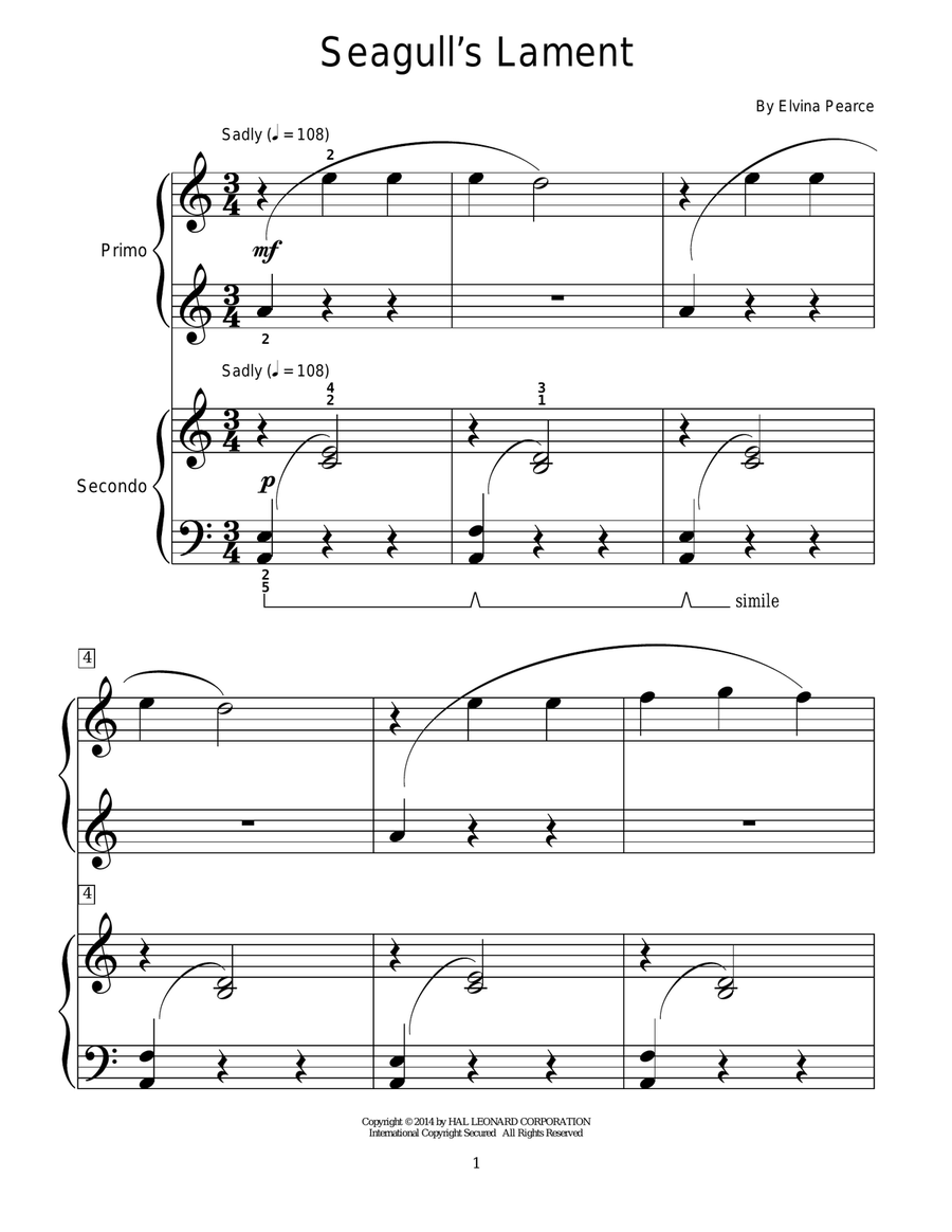 Seagull's Lament Piano Method scores gallery preview page 1