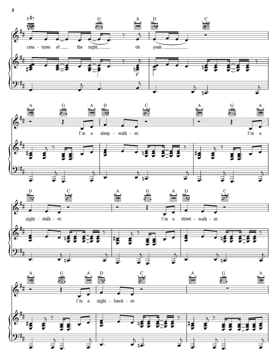 Sleepwalker Piano, Vocal, Guitar scores gallery preview page 2