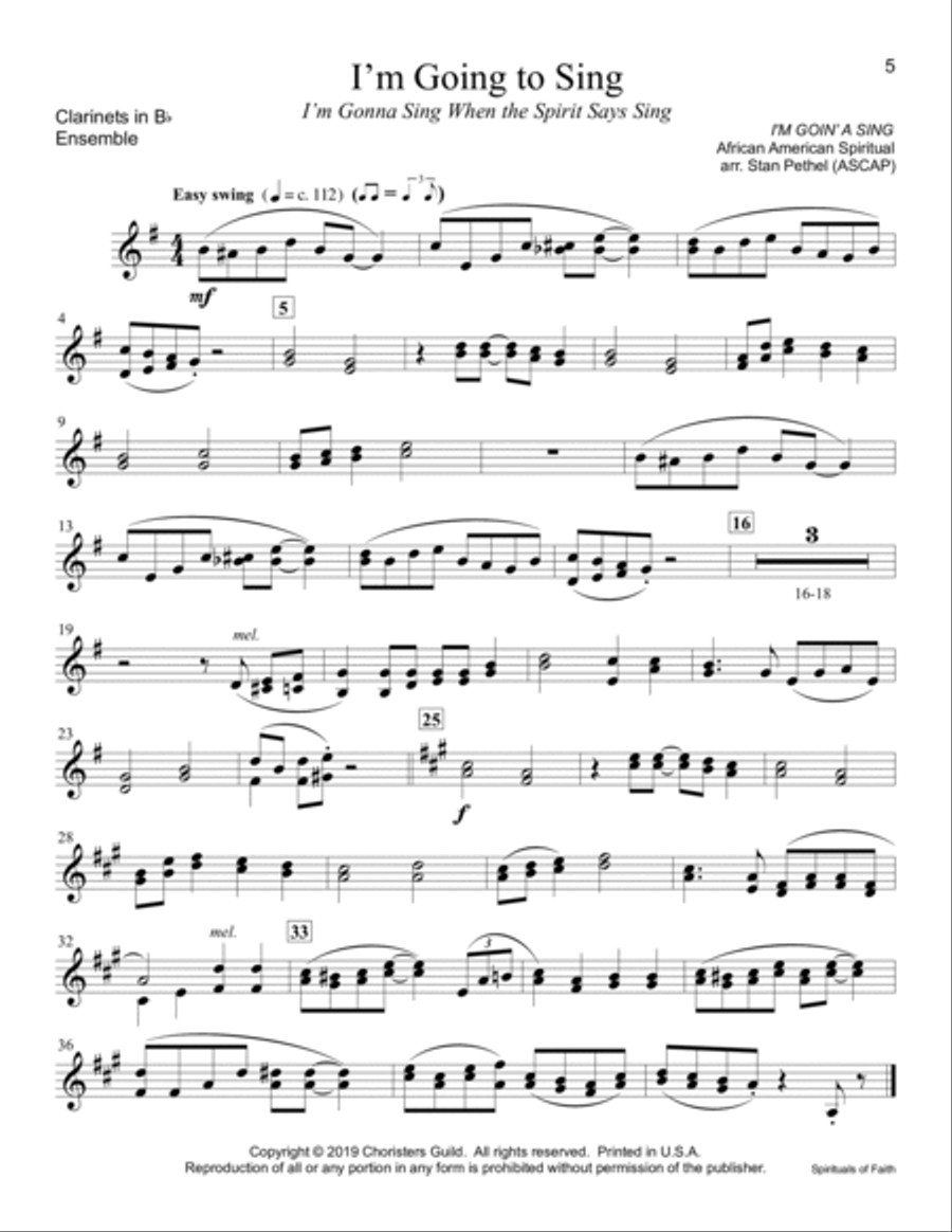 Spirituals of Faith - Bb Clarinet B-Flat Clarinet scores gallery preview page 5