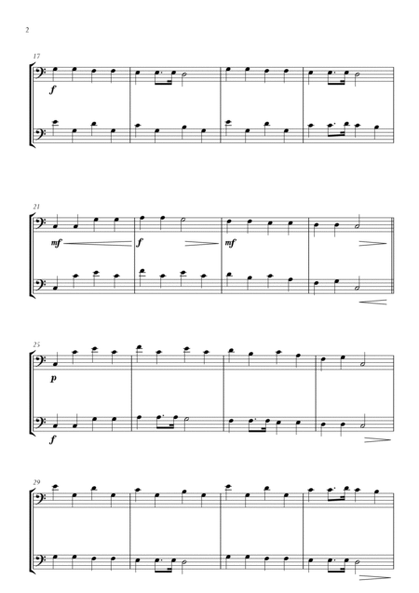 Twinkle Twinkle Little Star in C Major for Cello (Violoncello) and Double Bass Duo. Easy version. image number null