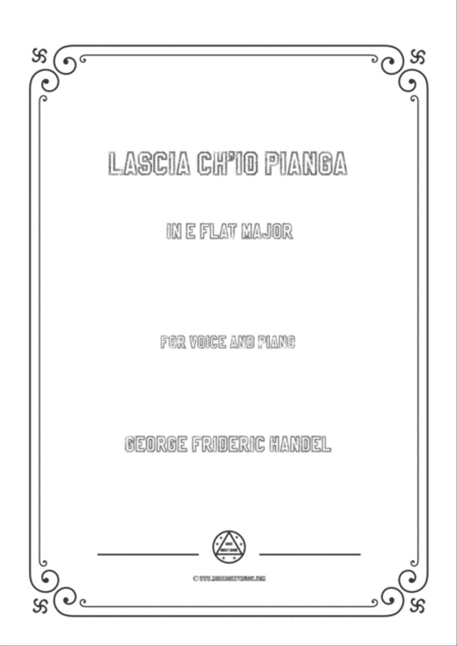 Handel-Lascia ch'io pianga in E flat Major,for Voice and Piano Voice Solo scores gallery preview page 1