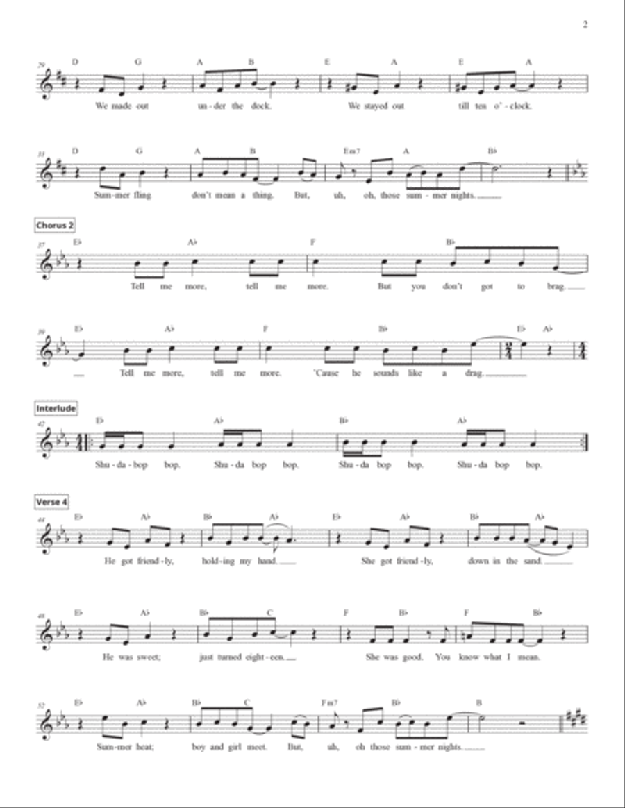 Summer Nights Summer Nights Piano scores gallery preview page 2
