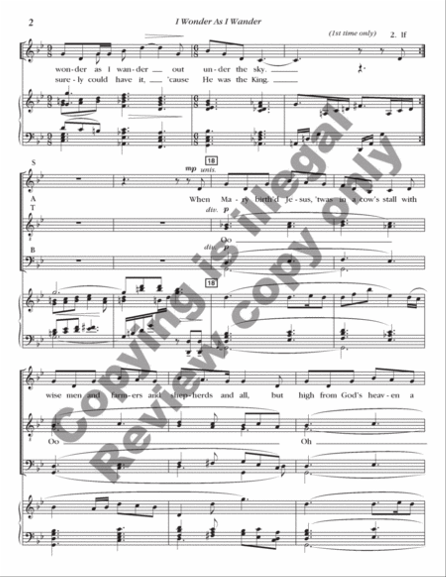 I Wonder as I Wander 4-Part scores gallery preview page 4