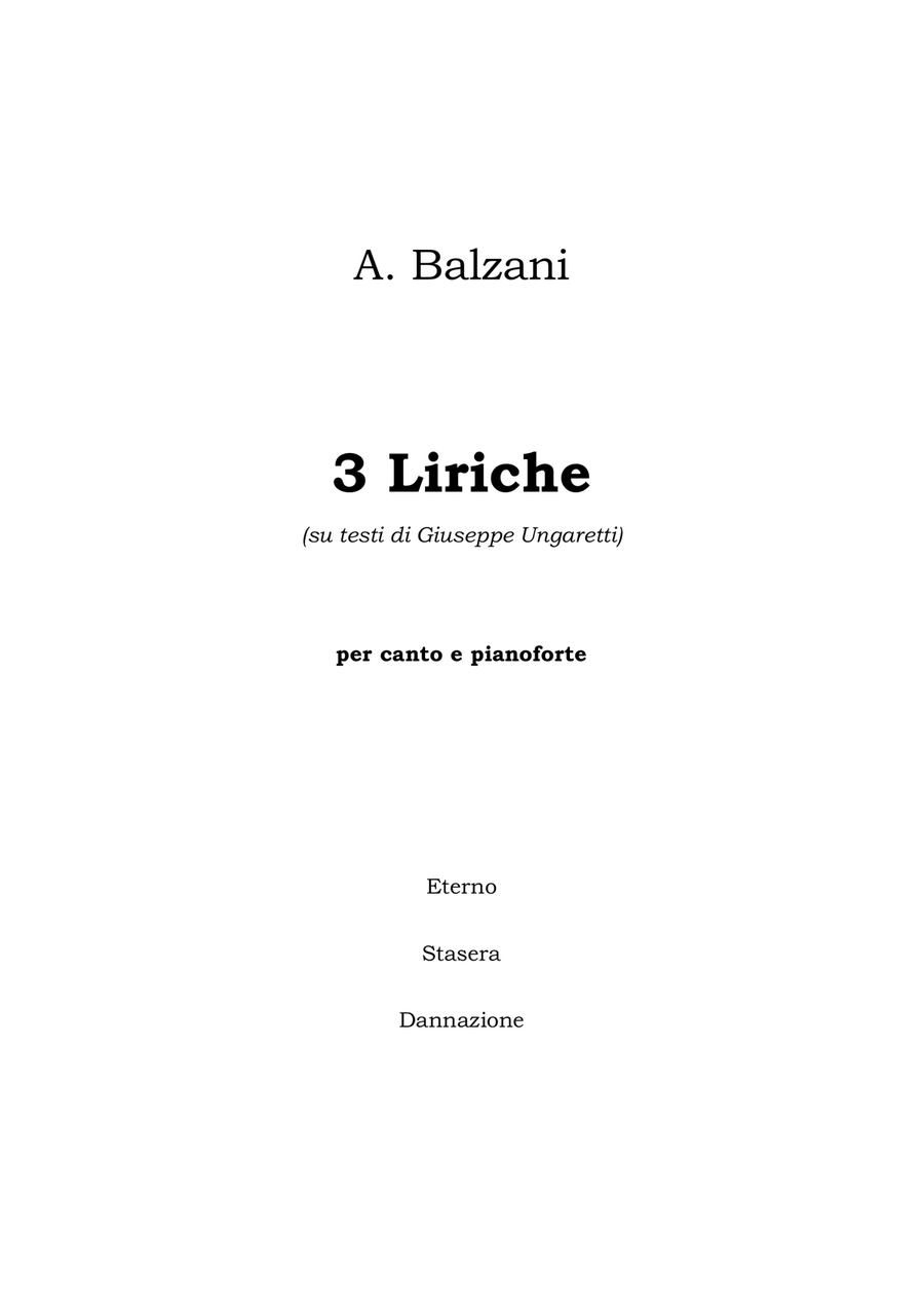 3 Liriche per voce e pianoforte (su testi di Giuseppe Ungaretti) [VOCAL & PIANO SCORE] Piano, Vocal, Guitar scores gallery preview page 3