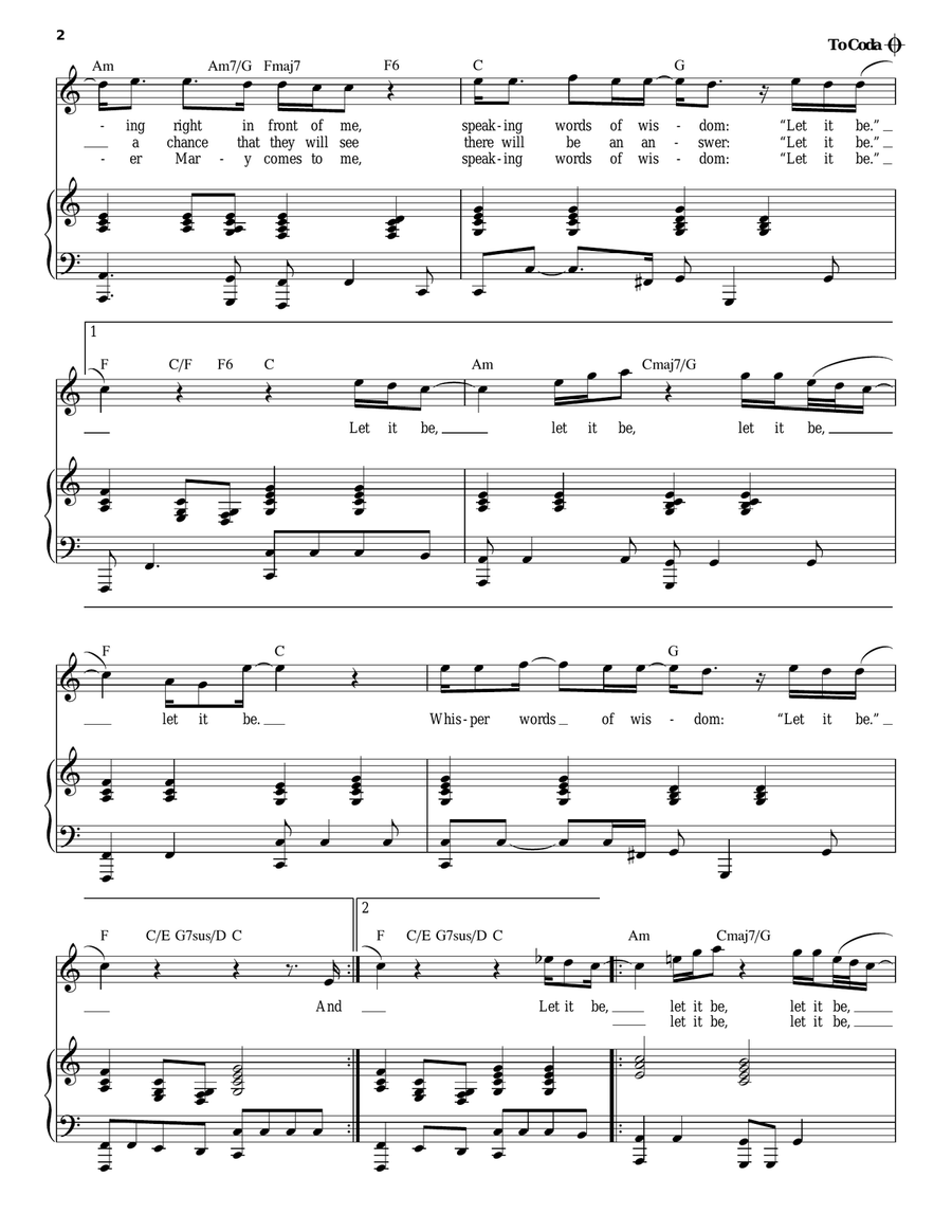 Let It Be Piano, Vocal scores gallery preview page 2