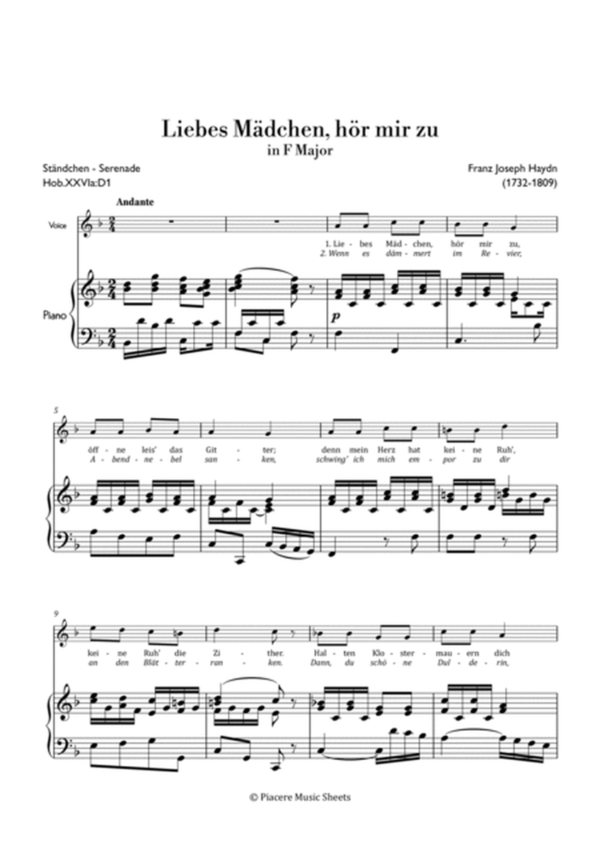 Haydn - Liebes Mädchen, hör mir zu in F Major - Intermediate image number null