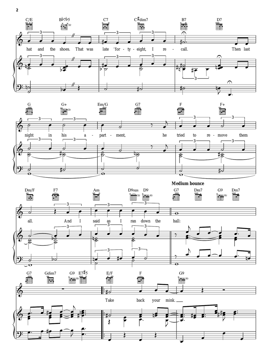 Take Back Your Mink Piano, Vocal, Guitar scores gallery preview page 2