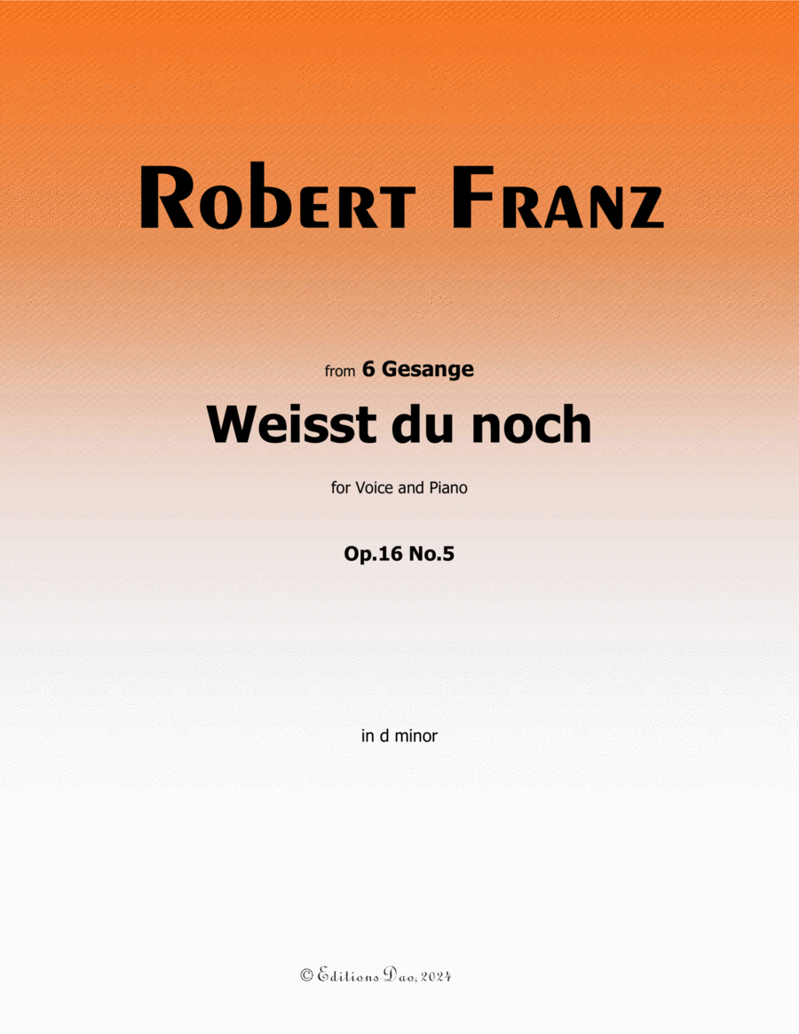Weisst du noch, by Robert Franz, in d minor Voice scores gallery preview page 1