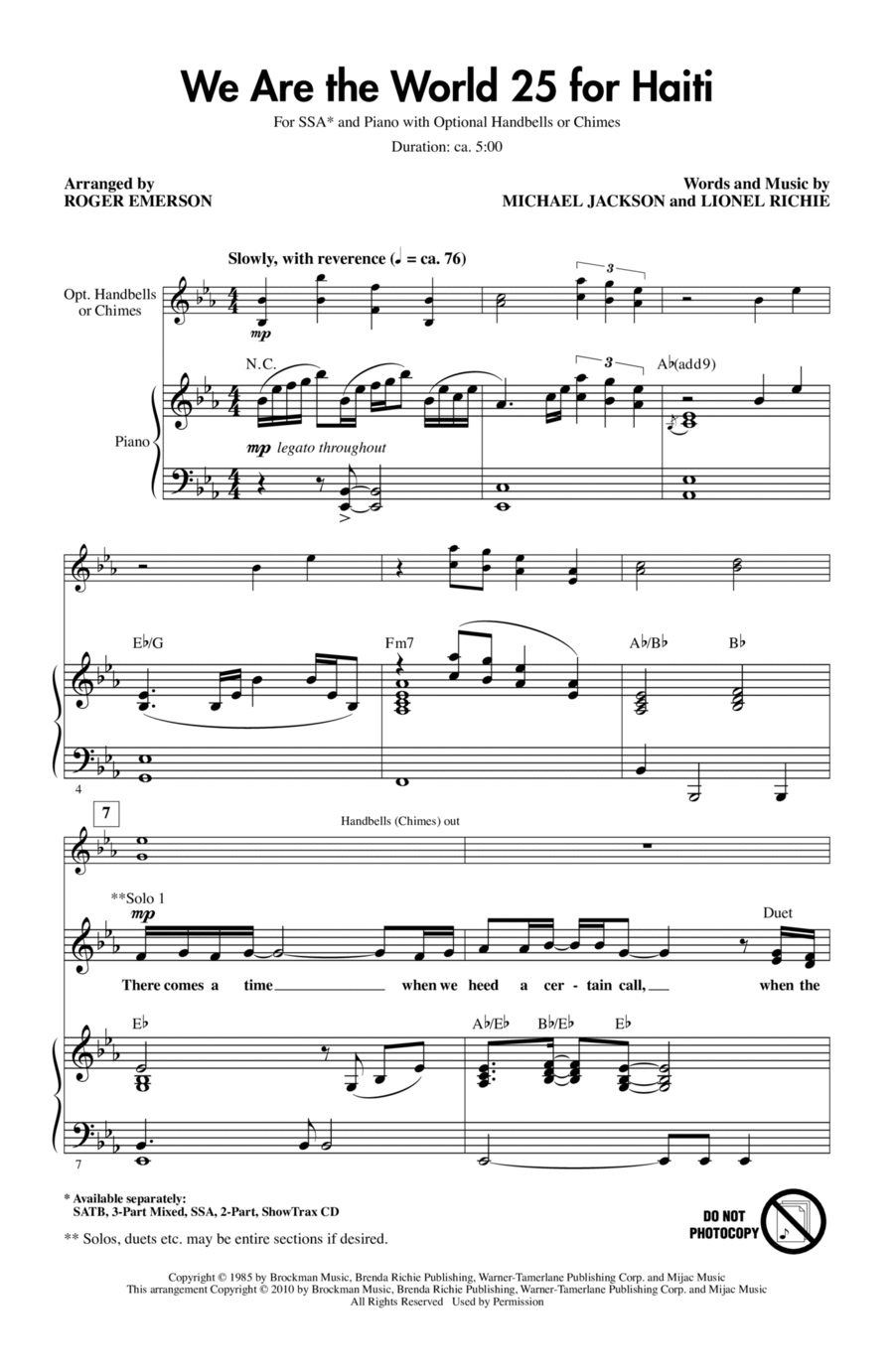 We Are The World 25 For Haiti SSA scores gallery preview page 1