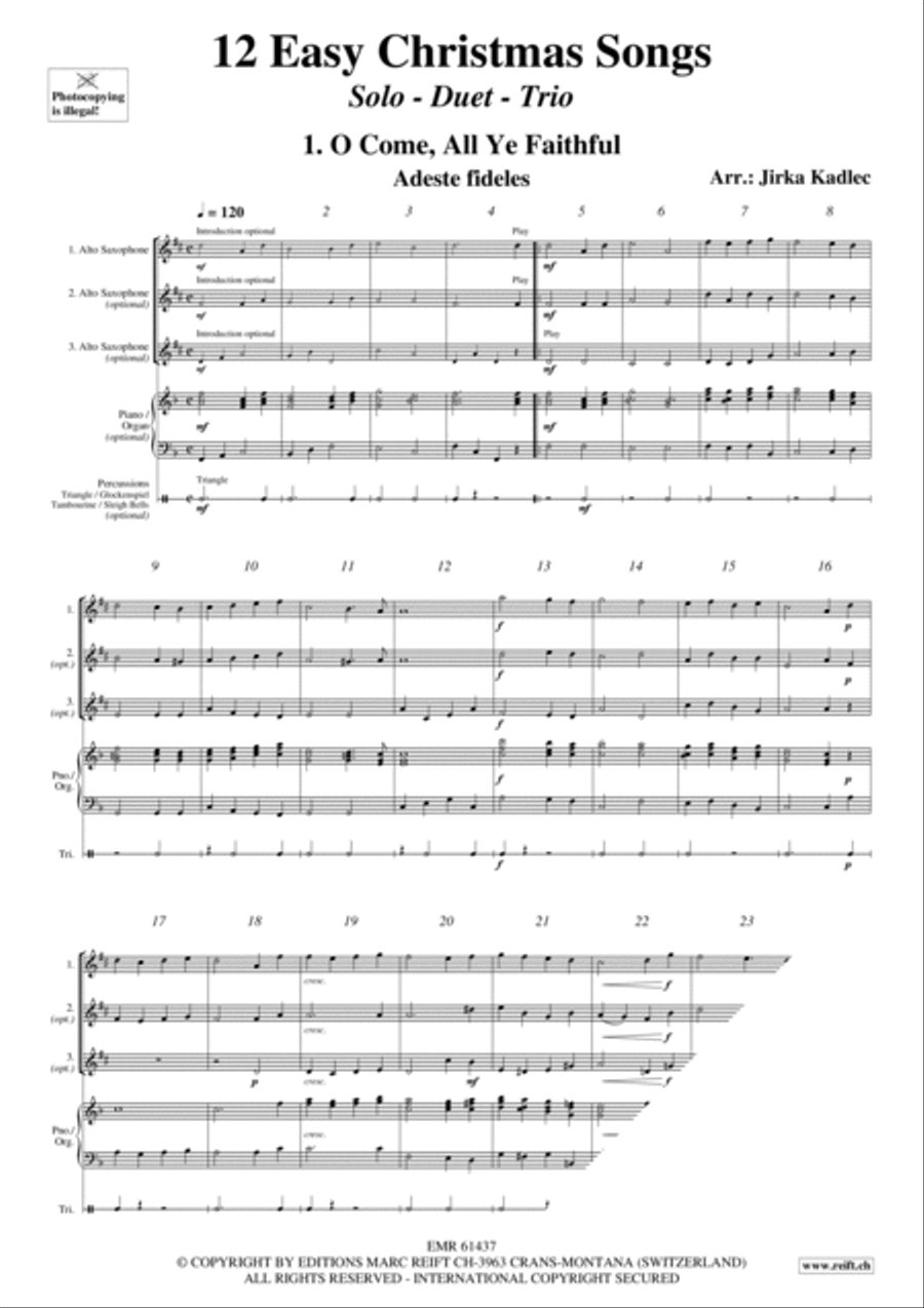12 Easy Christmas Songs Woodwind Duet scores gallery preview page 3