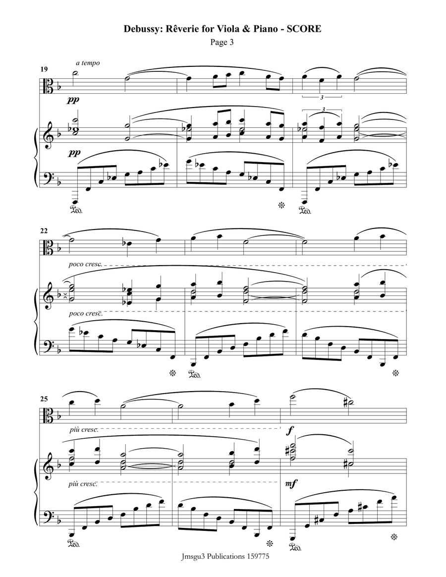 Debussy: Reverie for Viola & Piano Viola scores gallery preview page 3