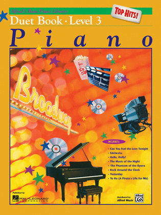 Book cover for Alfred's Basic Piano Course Top Hits! Duet Book, Book 3