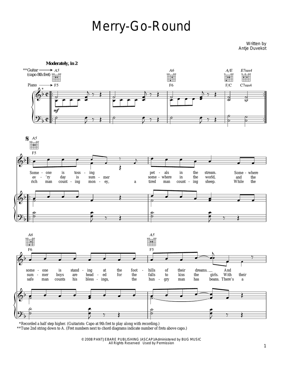 Merry-Go-Round Merry-Go-Round Piano, Vocal, Guitar scores gallery preview page 1