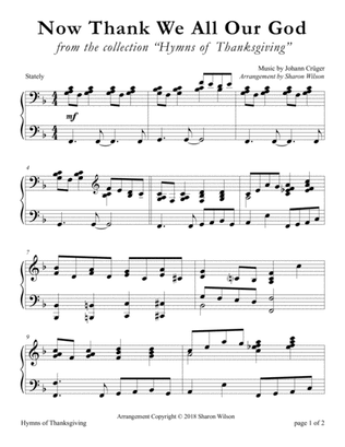 Now Thank We All Our God (LARGE PRINT Piano Solo)