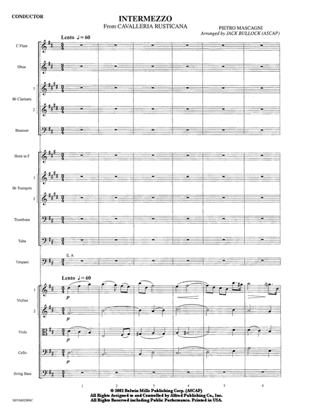 Intermezzo (from Cavalleria Rusticana): Score