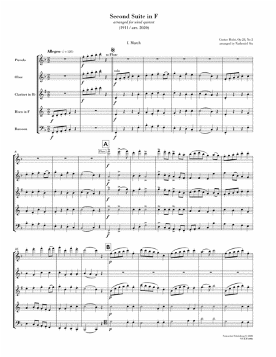 Second Suite in F (arr. for wind quintet)