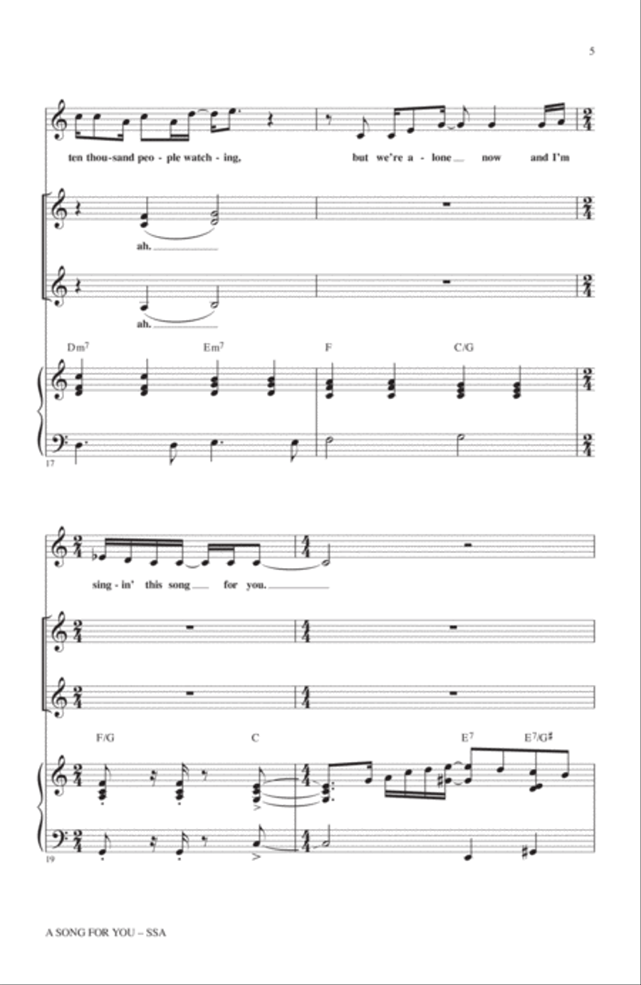 A Song For You (arr. Mac Huff) SSA scores gallery preview page 4