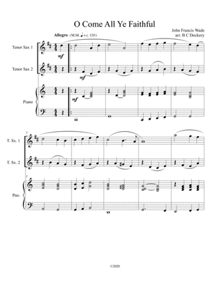 Book cover for O Come All Ye Faithful (tenor sax duet) with optional piano accompaniment
