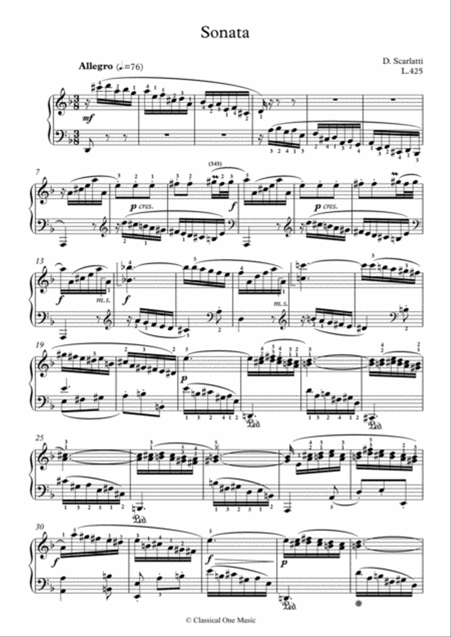 Scarlatti-Sonata in d-minor L.425 K.553(piano) Piano Solo scores gallery preview page 2
