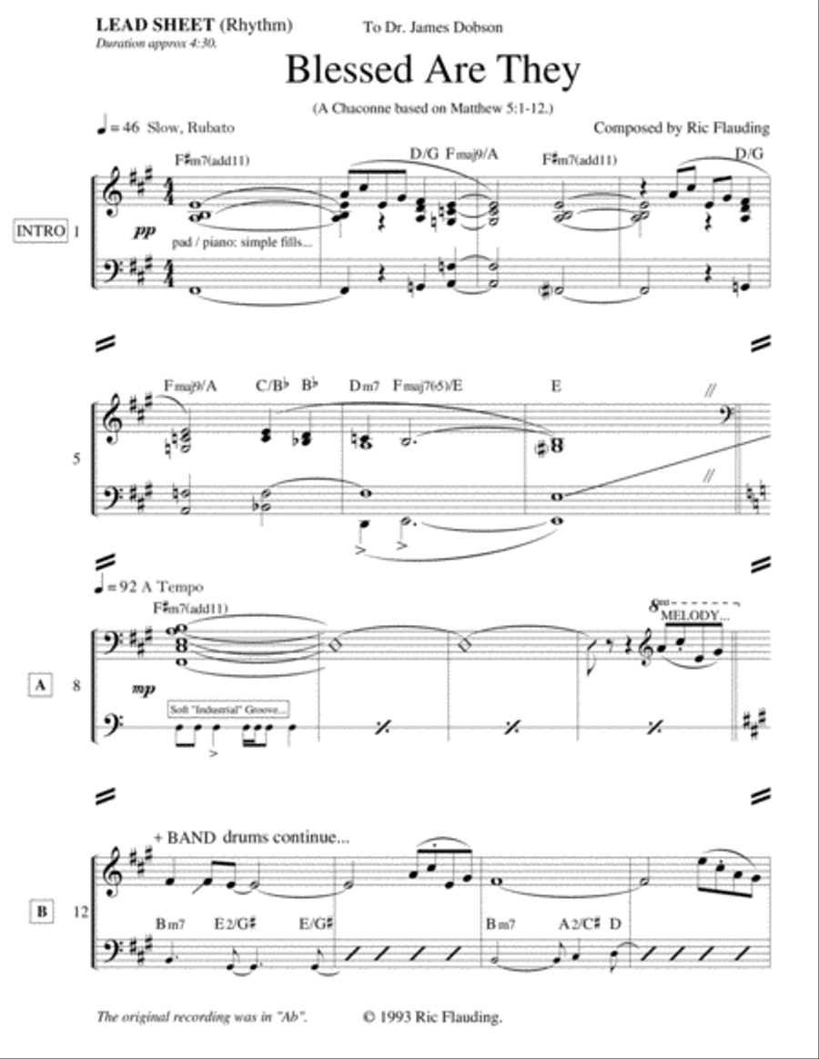 Blessed Are They (Lead Sheet) Guitar Ensemble scores gallery preview page 1