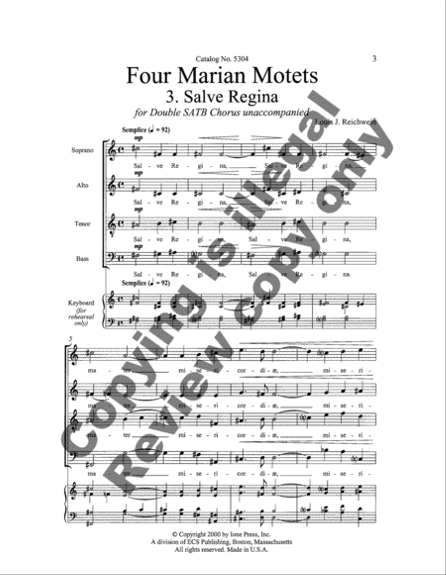 Four Marian Motets: 3. Salve Regina 4-Part scores gallery preview page 3