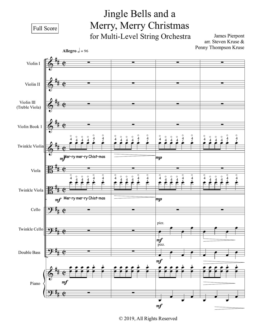 Jingle Bells and a Mer-ry, Mer-ry Christ-mas for Multi-Level String Orchestra String Orchestra scores gallery preview page 2