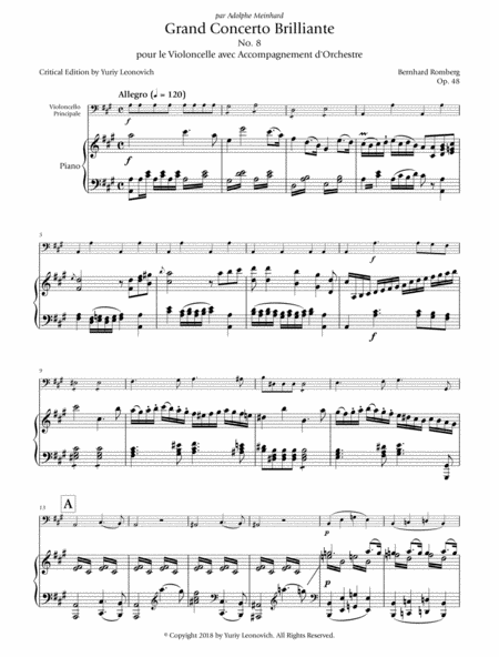 Romberg - Cello Concerto No. 8 for Cello and Piano (Critical Edition)