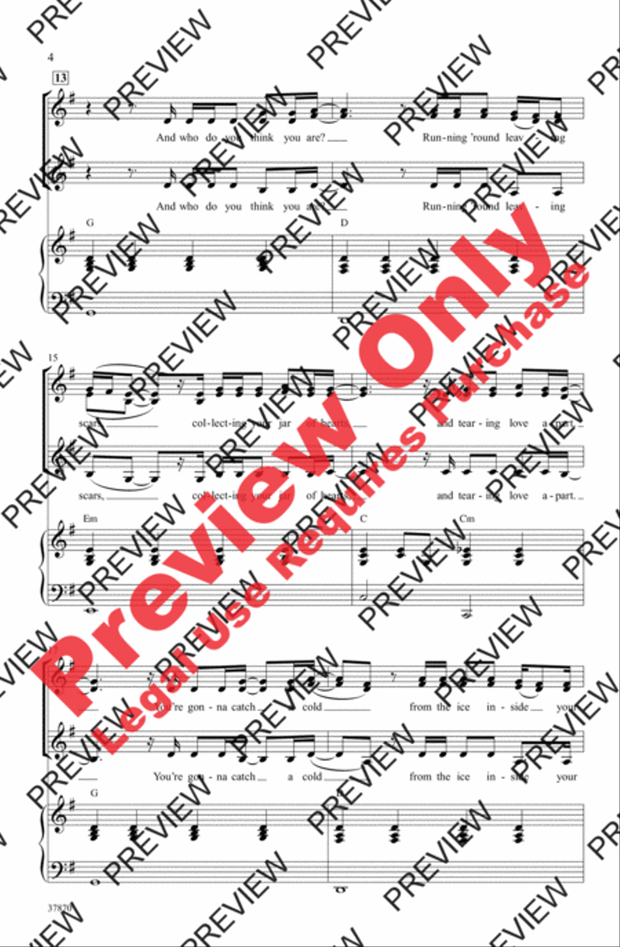 Jar of Hearts Women's Choir scores gallery preview page 4