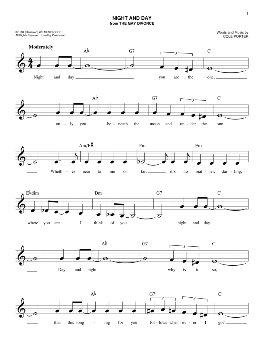 Night And Day Piano scores gallery preview page 1
