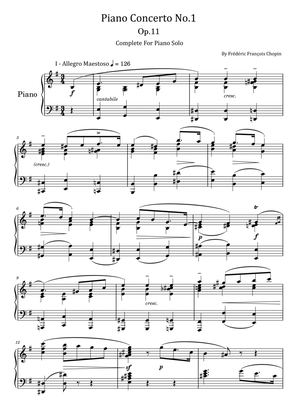 Book cover for Chopin - Piano Concerto No.1 in E minor - Op. 11 - Complete For Piano Solo