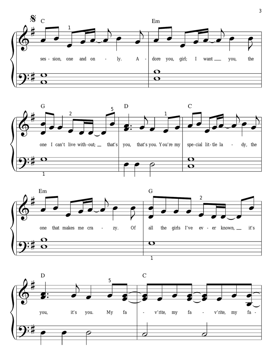 Favorite Girl Easy Piano scores gallery preview page 3