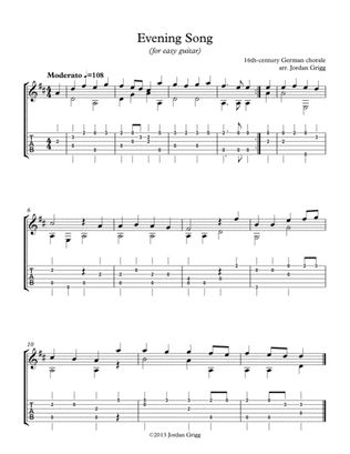 Book cover for Evening Song (for easy guitar)