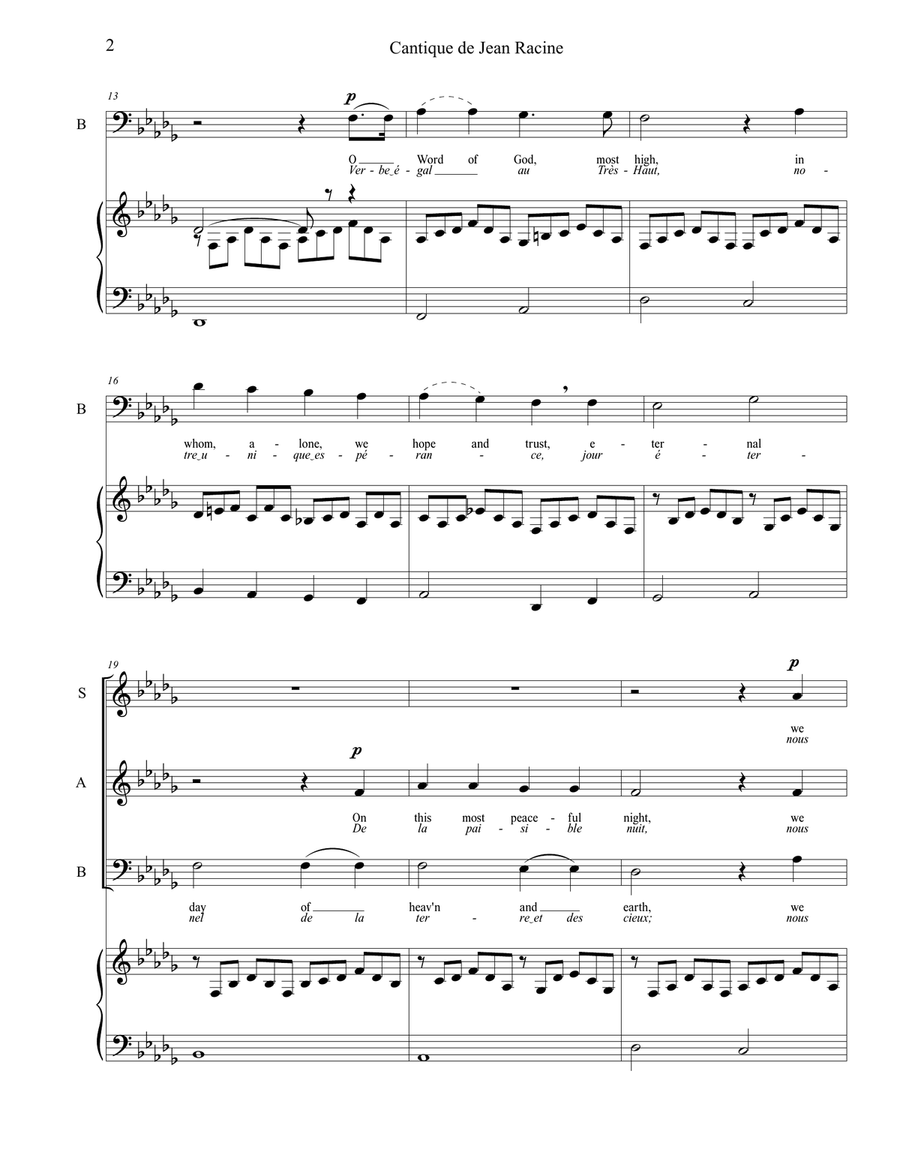 Cantique de Jean Racine (SAB) 3-Part scores gallery preview page 2