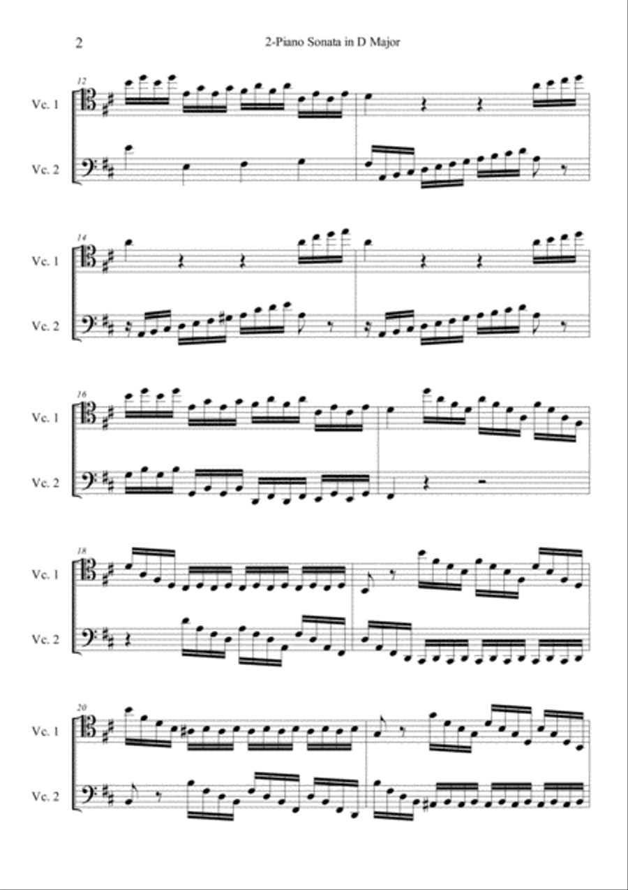 2 Piano Sonata in D Major K.448 Cello scores gallery preview page 2