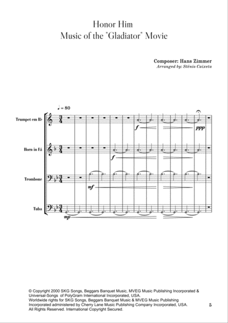 Honor Him Brass Ensemble scores gallery preview page 5