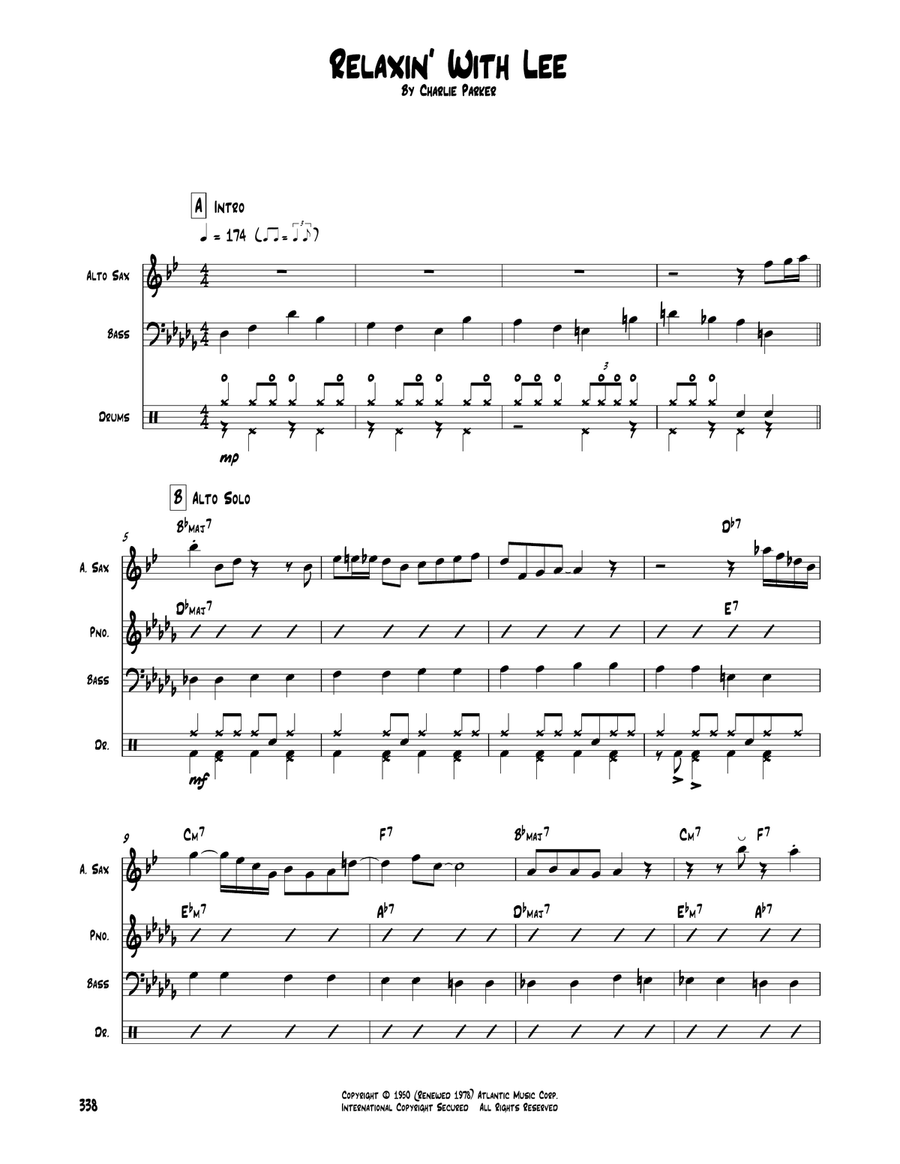 Relaxin' With Lee Saxophone Solo scores gallery preview page 1