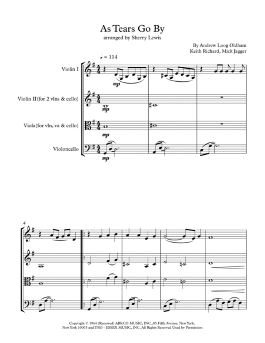 As Tears Go By String Trio scores gallery preview page 3