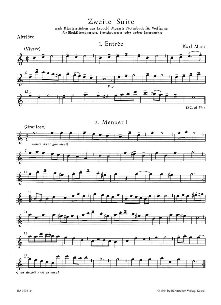 Zweite Suite nach Tanzen aus Leopold Mozarts Notenbuch fur Wolfgang Alto Recorder scores gallery preview page 1